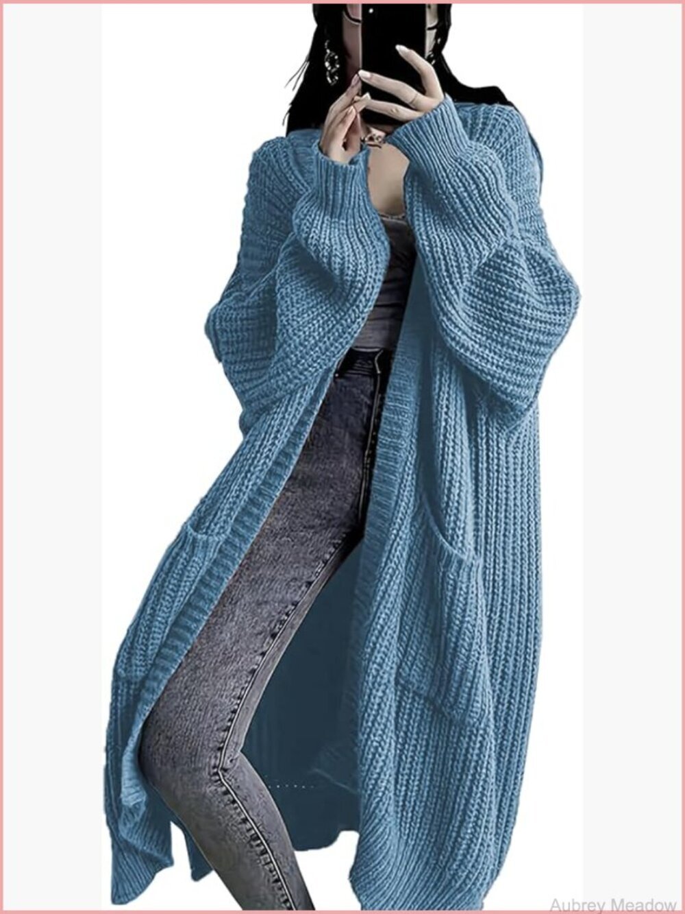 Plus Size Oversized Long Cardigan Chunky Knit Open Front Duster Coat with